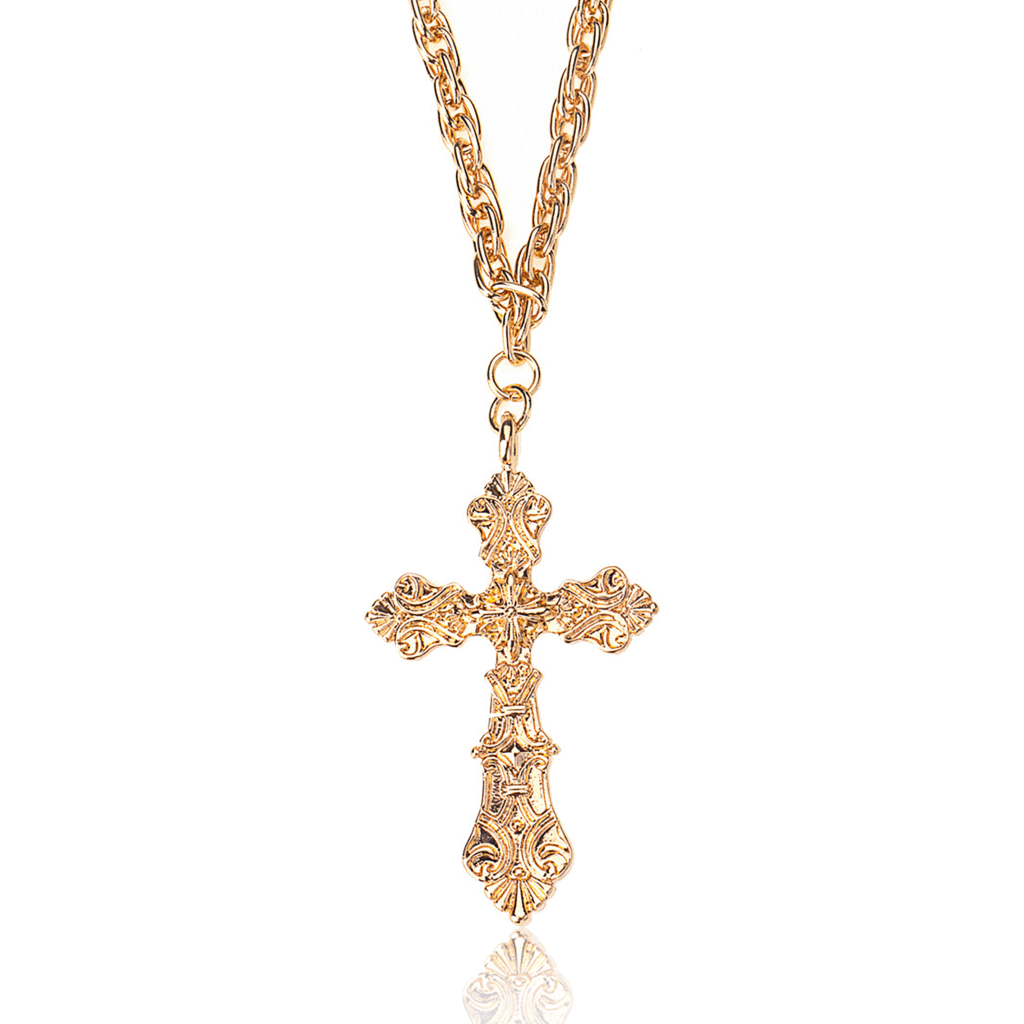 Textured Cross Necklace in white background