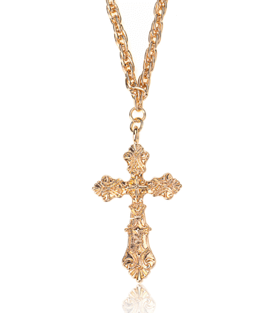Textured Cross Necklace in white background