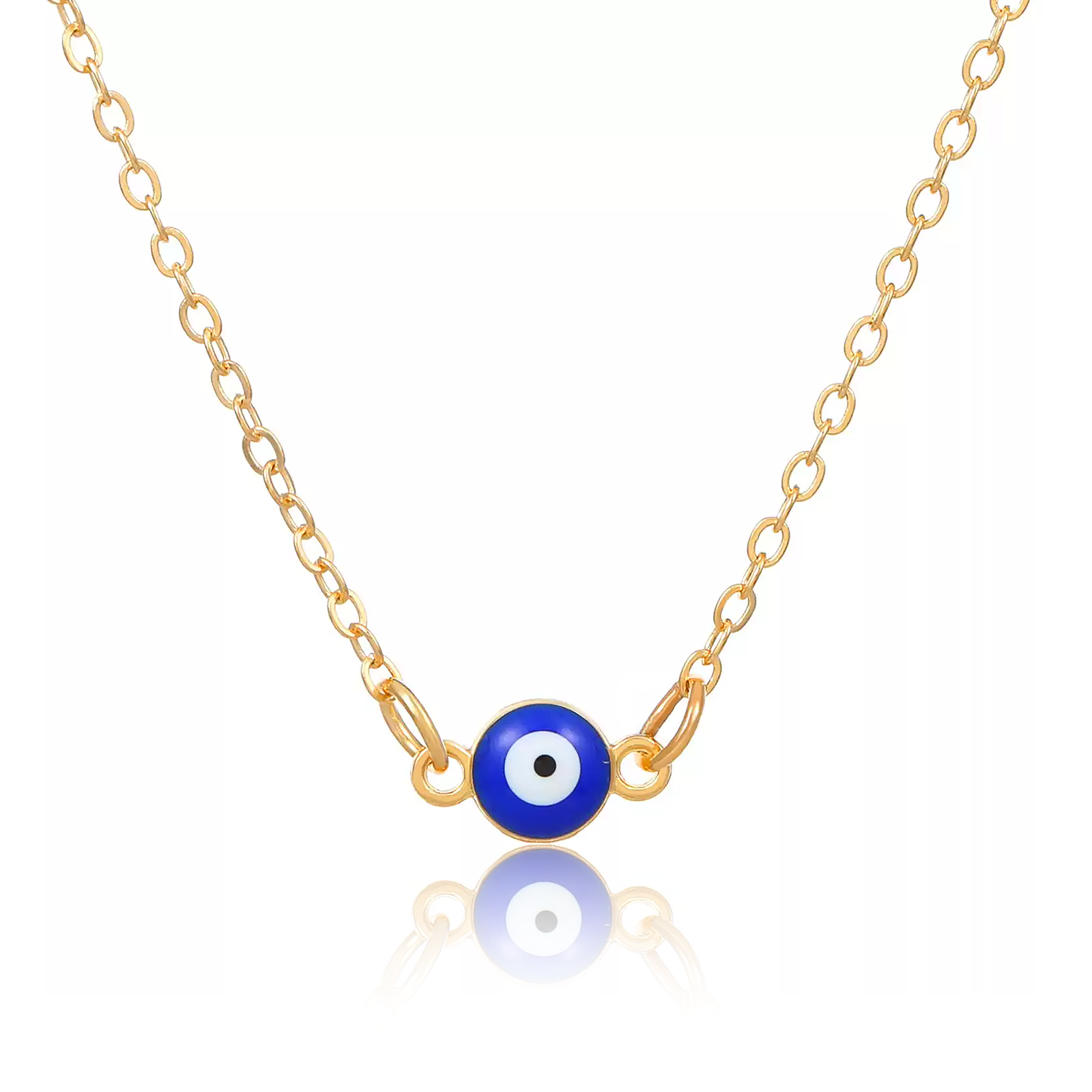 Evil Eye Blue Eye Necklace-main view Evil Eye Blue Eye Gold Necklace in white background