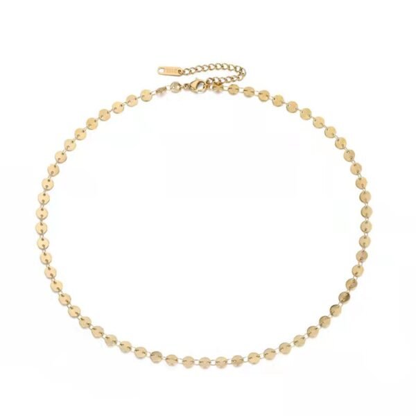 Geometric metal copper minimalist studded sequin necklace