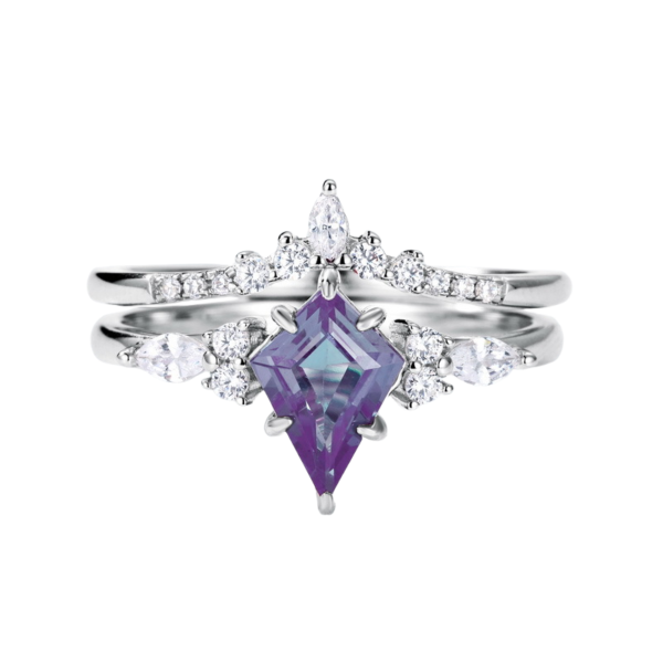 S925 Double-Color Alexandrite Silver Inlay Combination Ring
