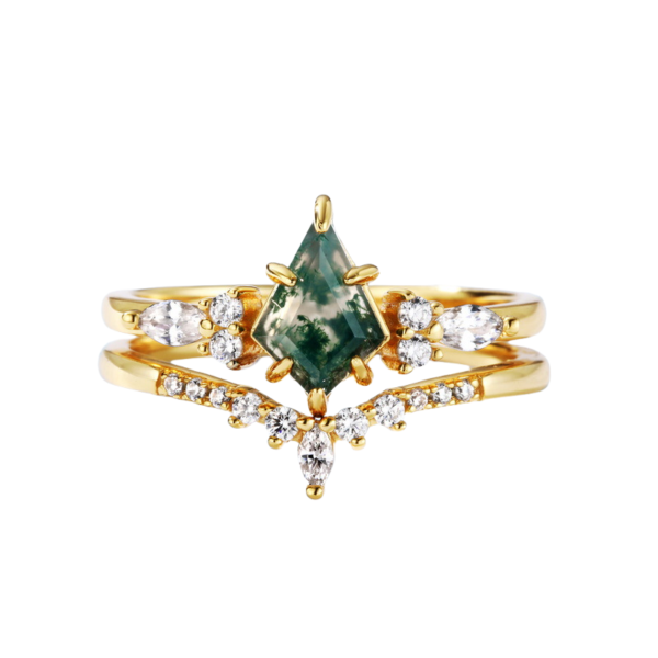 S925 Silver Fresh Green Moss Stone Ring