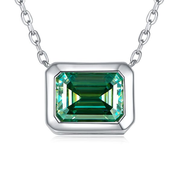 S925 silver plated 18k moissanite 6mmx8mm emerald necklace
