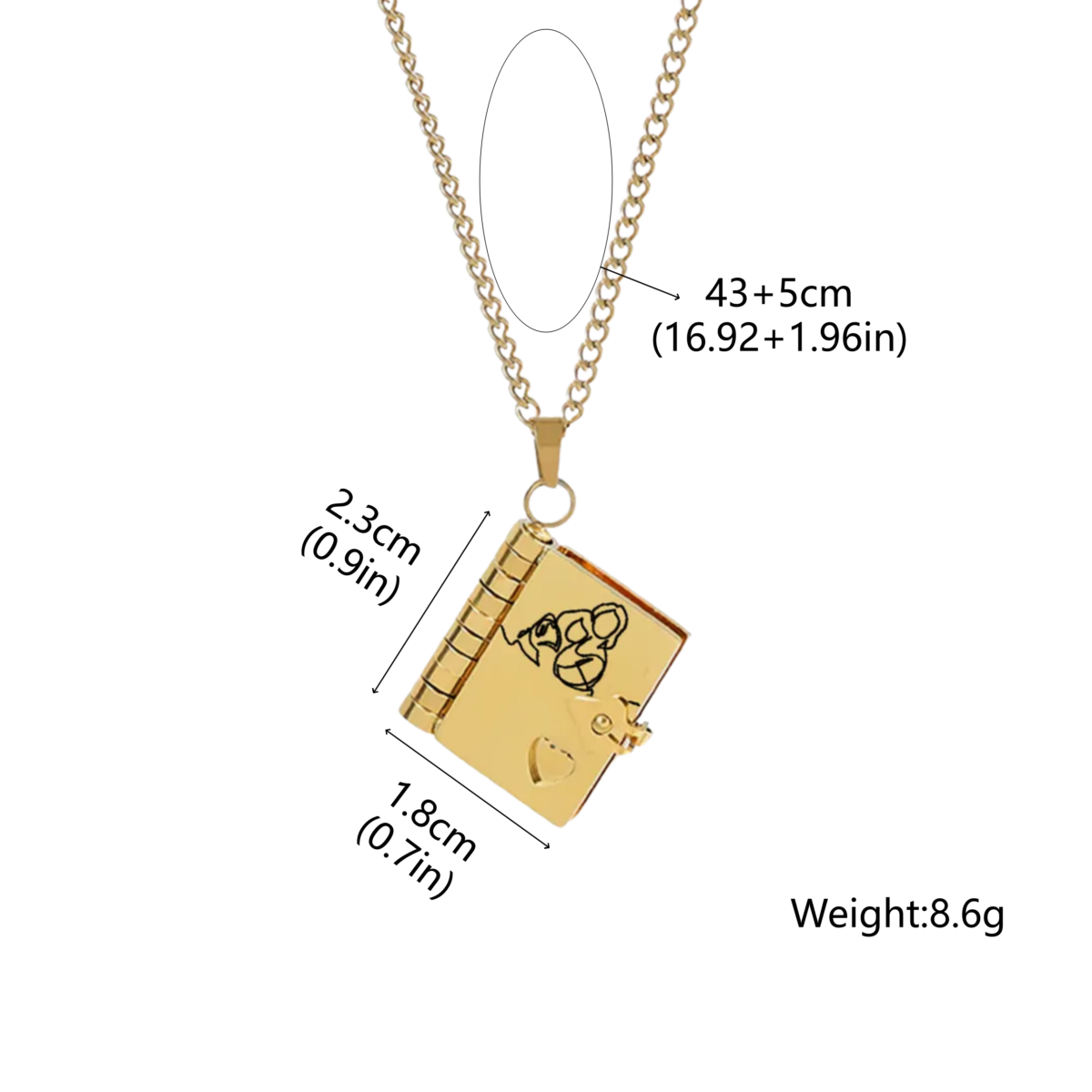 Family Love-The Most Beautiful Chapter Book Necklace-For granddaughter-hung-size chart