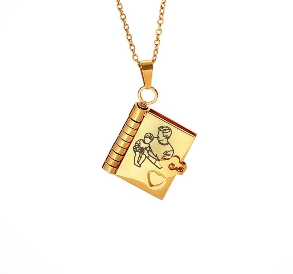 Family Love-The Most Beautiful Chapter Book Necklace-For papa-hung-Gold