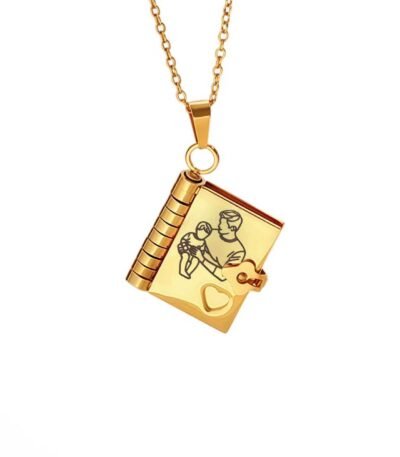Family Love-The Most Beautiful Chapter Book Necklace-For papa-hung-Gold