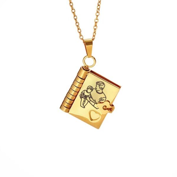 Family Love-The Most Beautiful Chapter Book Necklace-For papa-hung-Gold