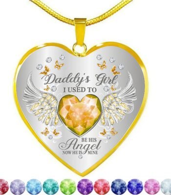 Father's Angel Daughter Heart-Shaped Resin Necklace