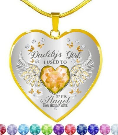 Father's Angel Daughter Heart-Shaped Resin Necklace