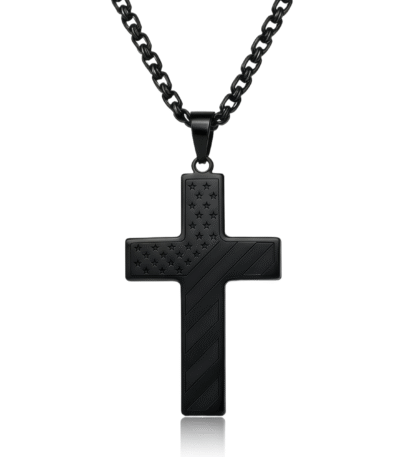 Flag With Power Cross Necklace-black