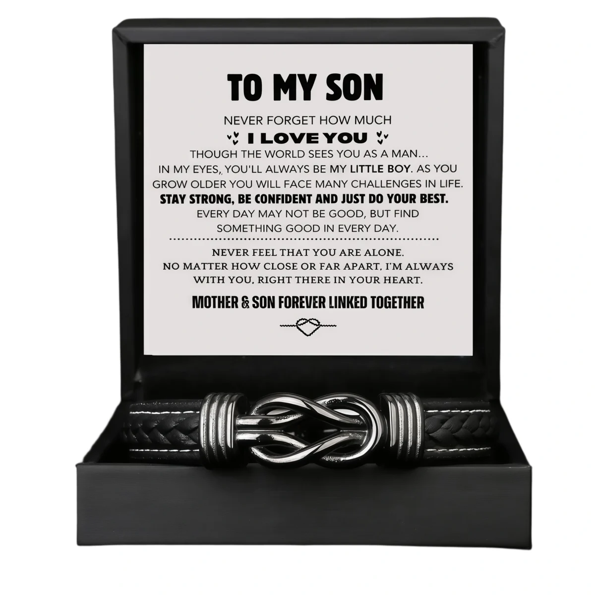 For Son- Inifinity Leayther Bracelet Set(Engraved Name)