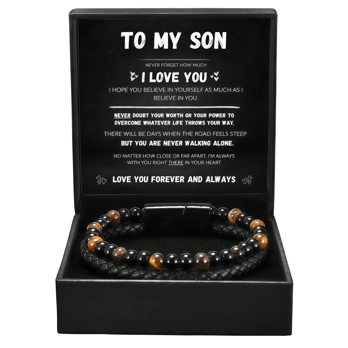 For Son- Tiger Eye Stone Bracelet Set(Engraved Name)