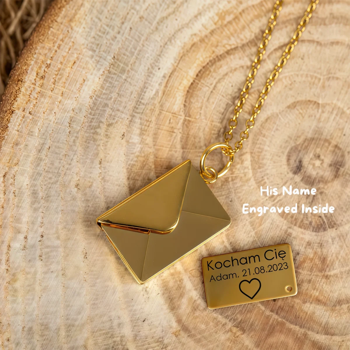Love Letter — Customizable Envelope Pendant Necklace-gold