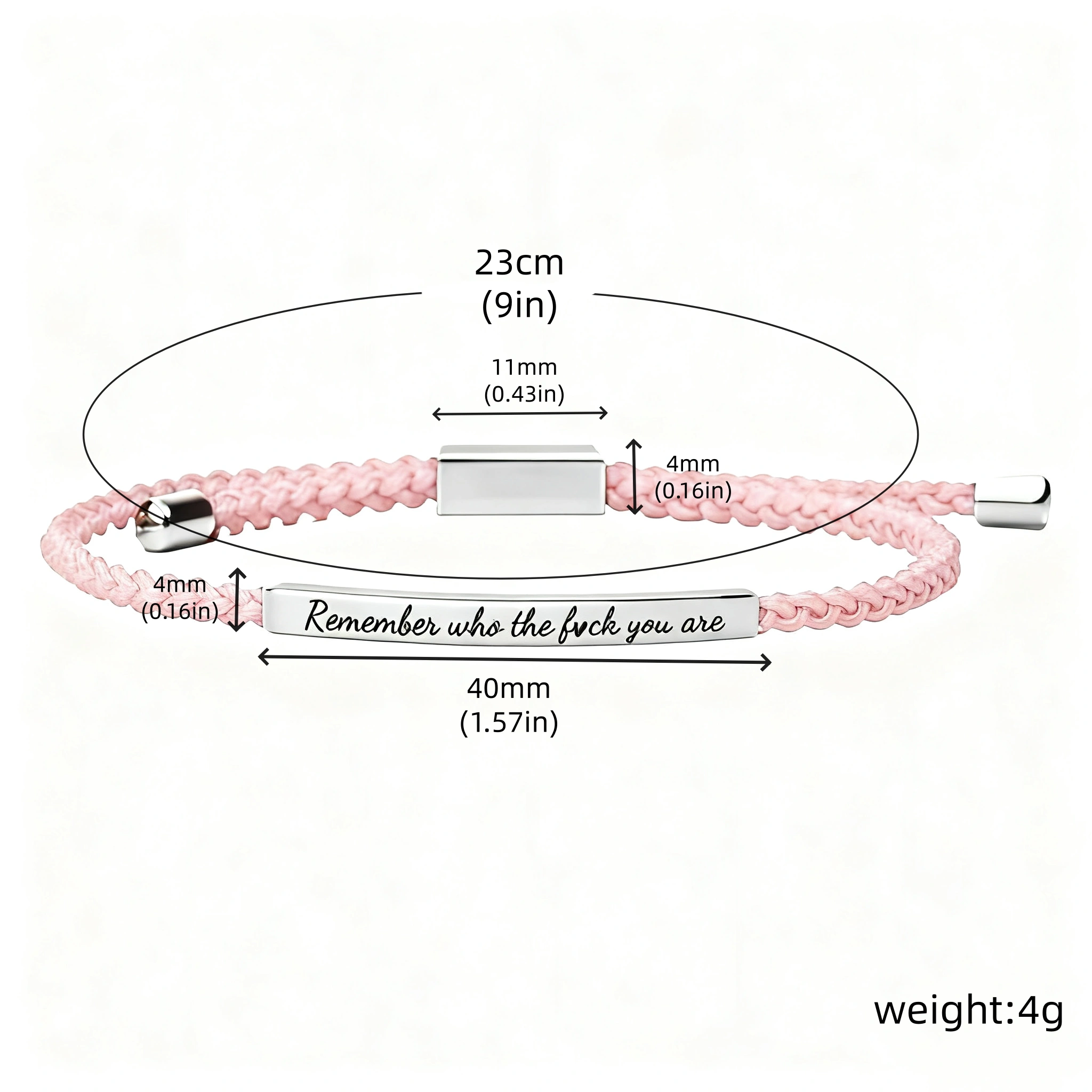Motivational Bracelet——Remember Who The F You Are -size chart Motivational Bracelet——Remember Who The F You Are -size chart