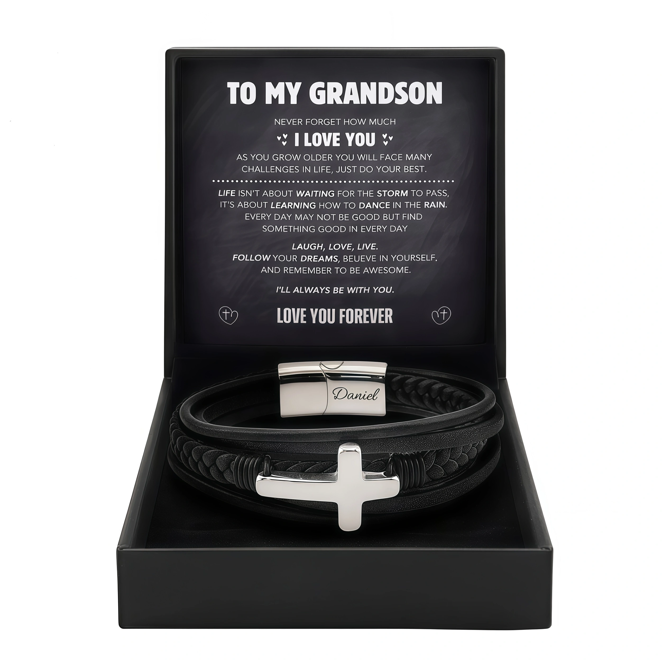 To My Grandson - The Courage Guardian Bracelet-silver To My Grandson - The Courage Guardian Bracelet-silver