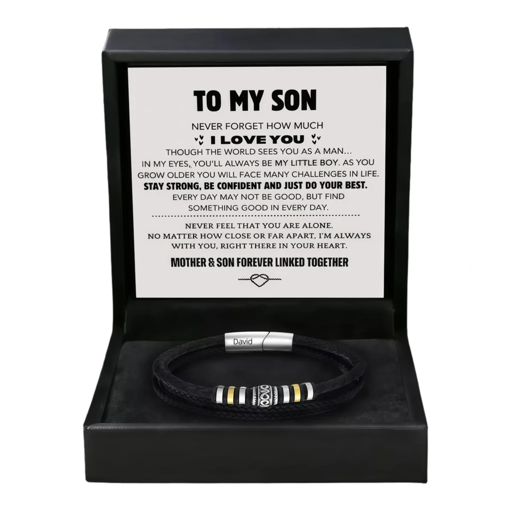 To My Son-Multi-Layer Leather Engraved Bracelet