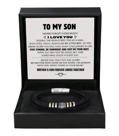 To My Son-Multi-Layer Leather Engraved Bracelet