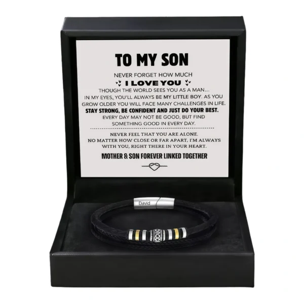 To My Son-Multi-Layer Leather Engraved Bracelet