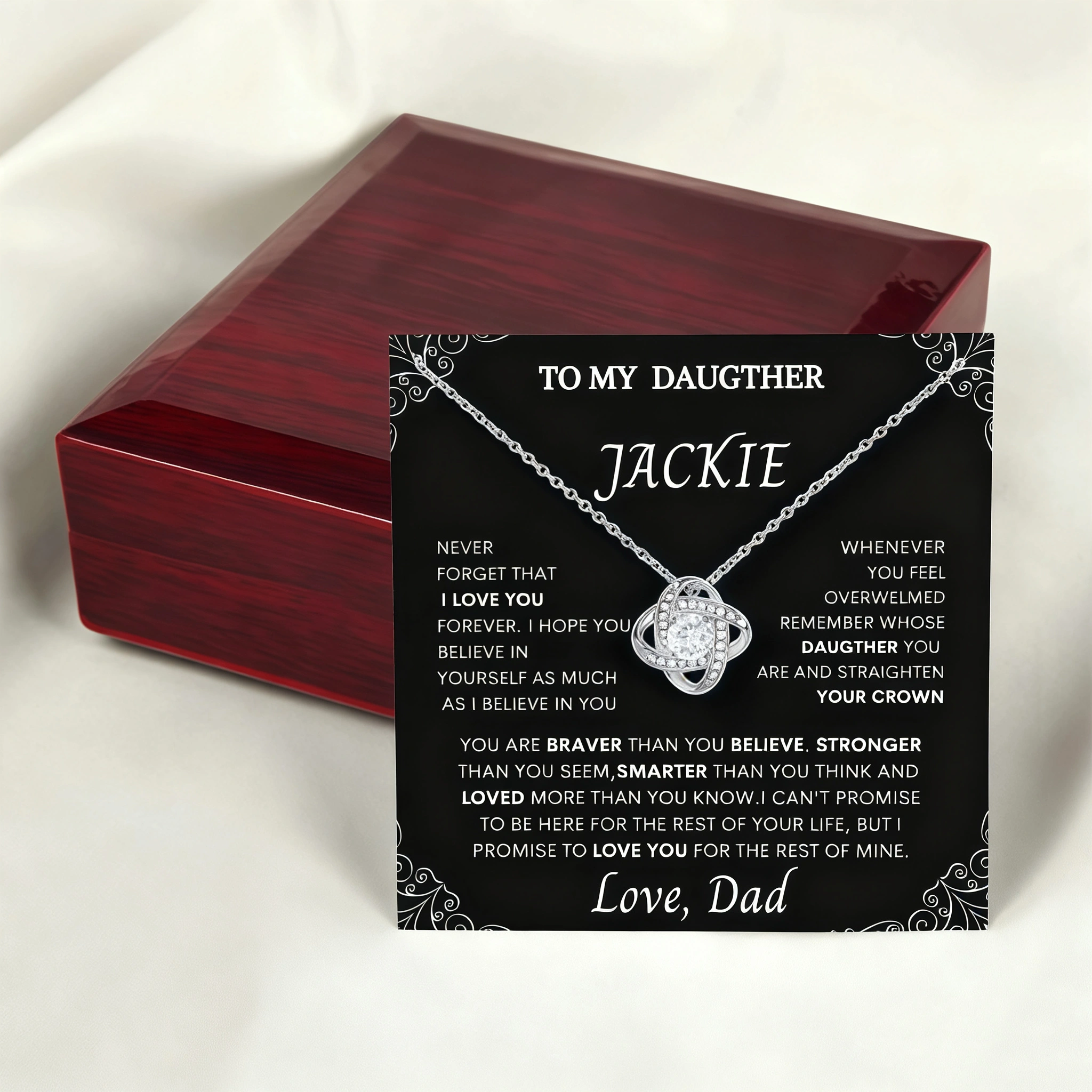 To my Daughter - Love knot necklace, from Dad To my Daughter - Love knot necklace, from Dad -show view