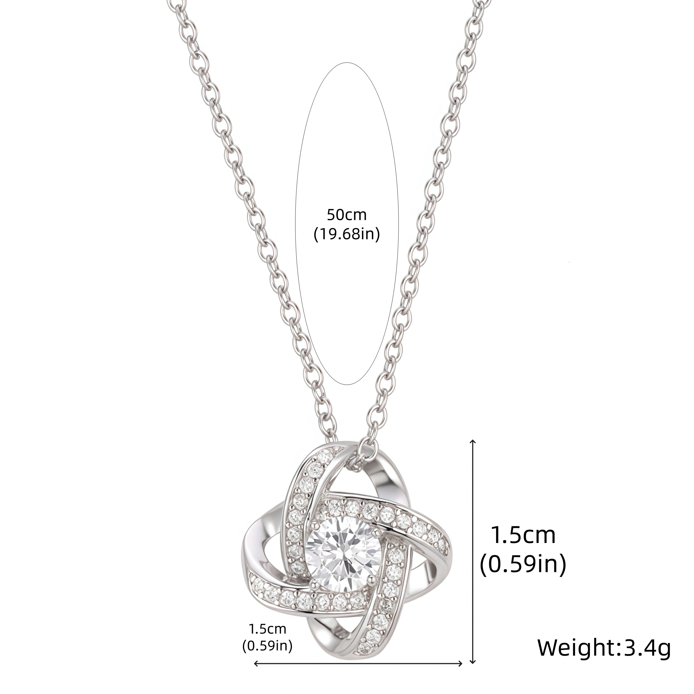 To my Daughter - Love knot necklace, from Dad -size chart To my Daughter - Love knot necklace, from Dad -size chart
