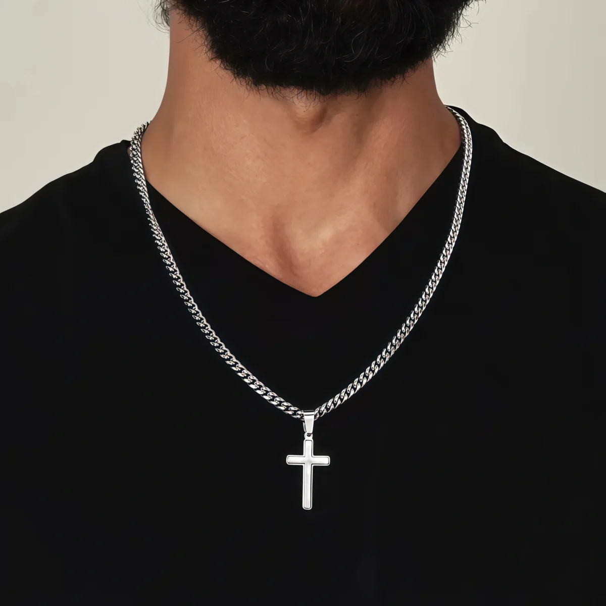 To My Grandson -Cross Pendant Cuban Link Necklace-model