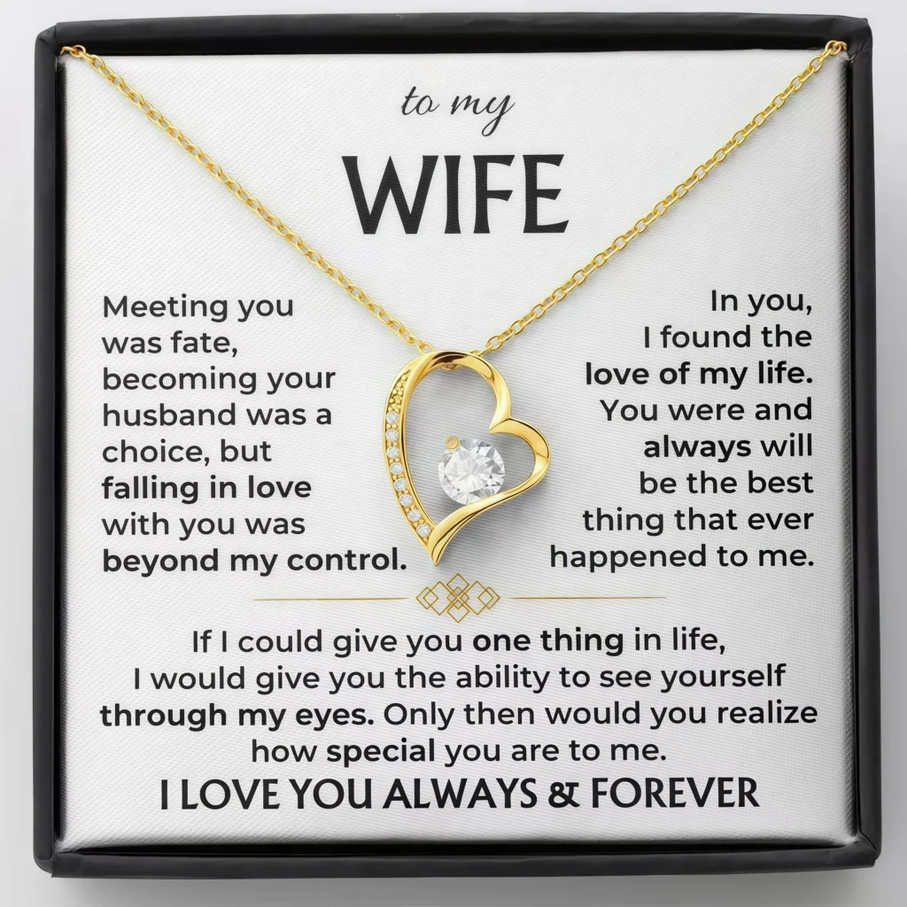 To My Wife - I Love You Always & Forever Heart Necklace-gold
