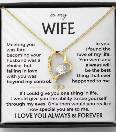 To My Wife - I Love You Always & Forever Heart Necklace-gold