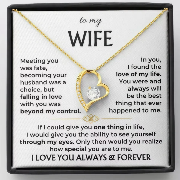 To My Wife - I Love You Always & Forever Heart Necklace-gold