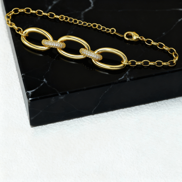 Diamond-Embedded Interlocking Bracelet